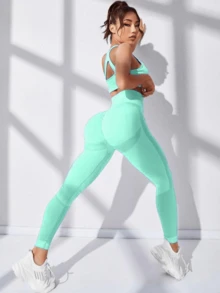 Leggings Deportivos Levanta Pompa. - Agua verde azul - Ver 2