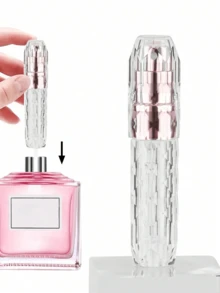 5ml Crystal Diamond Refillable Perfume Bottle, Direct Bottom Fill Empty Glass Spray Bottle For Cosmetics And Perfume - Dusty Pink - View 2