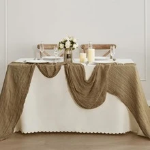 1pc/5pcs 90*180cm Solid Color Table Runner, Minimalist Polyester Tablecloth Decor, Suitable For Dining Table - Brown - View 4