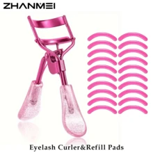 1 pièce Recourbe-cils professionnel avec 20 tampons de rechange, design de poignée pailletée, durable, fait paraître les cils plus longs et plus fournis - prise en main confortable, pour les yeux, recourbe précisément les cils sans pincer, outil de beauté professionnel, compact et portable pour le voyage, la maison, l'utilisation professionnelle (multi-couleur), maquillage, bon marché, décoration de chambre, coiffeuse, voyage, chambre à coucher, accessoires de maquillage, recourbe-cils, bon marché, articles de remplissage de bas de Noël, maquillage, outils de maquillage, articles bon marché, cadeaux, cadeaux pour femmes, cadeaux de Noël - Rose vif - Voir 8