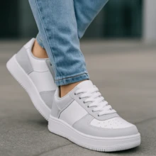 Tênis Feminino Casual BasicAir Estiloso Moderno Urbano Cinza Fashion - Cinza - Visão 4