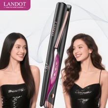 LANDOT LANDOT Plancha de Pelo Alisador y Rizador 2 en 1: Planchas del Pelo Cerámica Flotantes para todos los Cabellos - 120℃-230℃ Temperatura Ajustable