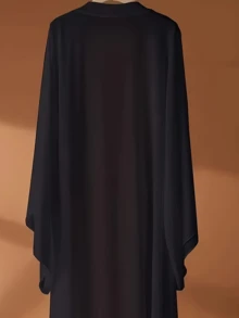 Women's Long Dress Open Long Sleeve Bohemian Style Cape Smock, Lightweight Non-Stretch Fabric For Summer Beach, Beach Swimwear Sunscreen Clothing Wearing - Black - View 2