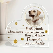 Personalized Pet Memorial Acrylic Heart Plaque - Curved Heart-Shaped Remembrance Keepsake For Pets-5 Styles ,Loss Of Dog Or Cat Sympathy Tribute, Customizable Desk Decor Celebrating Beloved Animals - For Pet Lovers - Memorial Gift For Pet Loss