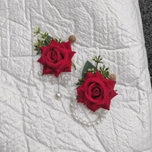 2 pezzi Set elegante di corona di rose e corsage da polso, adatto per eventi scolastici, feste, decorazioni per matrimoni, regali di compleanno estivi, accessori per il rientro a scuola, decorazioni per la stanza
