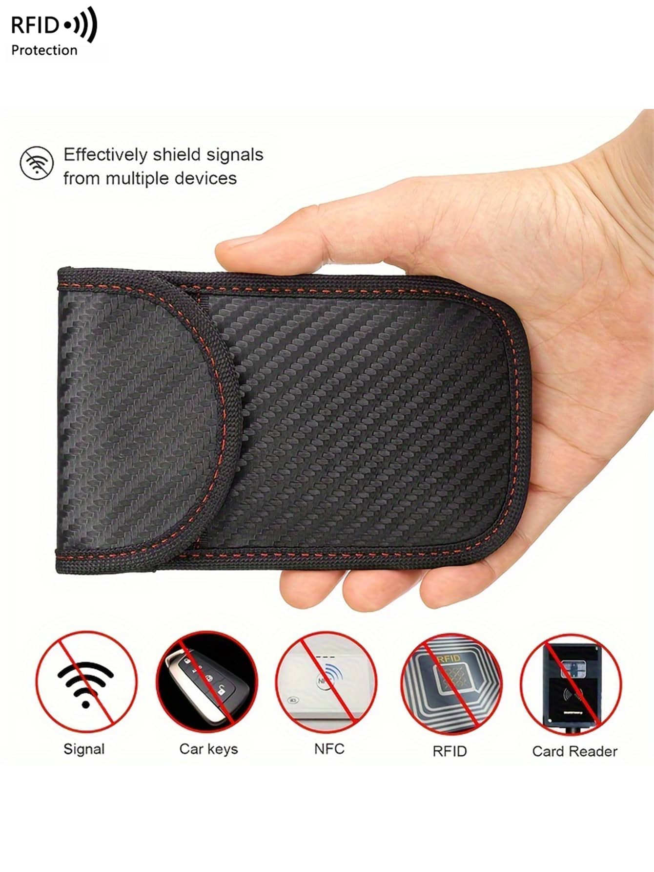 Funda bloqueadora de señal de llave de coche, bolsa Faraday de protección RFID para llaveros, protector de llaves electrónicas, bolsa Faraday antirrobo para mujeres y hombres, cartera, bolso, cartera mini