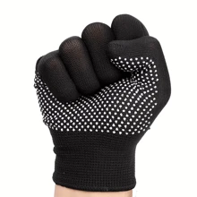 10/20pcs Unisex Anti-Slip Polyester Knitted Gloves | Breathable & Durable, Suitable For Cycling, Driving, Barbecuing | Machine Washable | Black Texture Grip Design | Outdoor Activities & Biking, Nylon Viscose Gloves Anti-Slip Durable Gardening Driving Labor Protection Thin Viscose Gloves