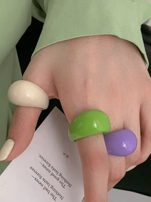 1 pezzo Anello in resina da donna in stile alla moda, versatile, semplice e retrò, di colore gelatinoso, con testa grande e piccola