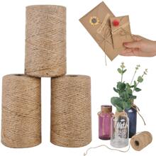 2mm/3mm 10M/100M Natural Vintage Jute Rope Twine Roll Sewing Wedding Gift Wrap Crafts Jute Cord Thread Handmade DIY Party Ribbon Bows Christmas Decoration