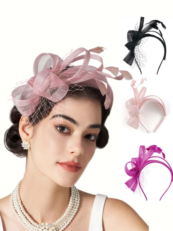 1 pieza Sombrero fascinador para mujer, Sombrero de té, Sombrero de Kentucky, Fascinadores, Sombrero de derby, Sombrero de boda y cóctel con flores y plumas, Accesorio para el cabello