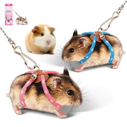 Einstellbare Nylonleine mit Glocke für Hamster - geeignet für Training und Spiel, maschinenwaschbar, passend für Hamster, Mäuse, Eichhörnchen und Sandratten, Haustier-Käfige, auf der Suche nach Halsbändern mit Schlaufen