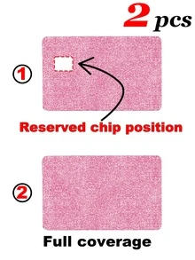 1张/2合1/4合1纯色闪亮水钻纹理PVC信用卡贴纸，银行卡保护套，防水银行卡保护套，彩色创意迷你卡贴，装饰艺术贴纸
