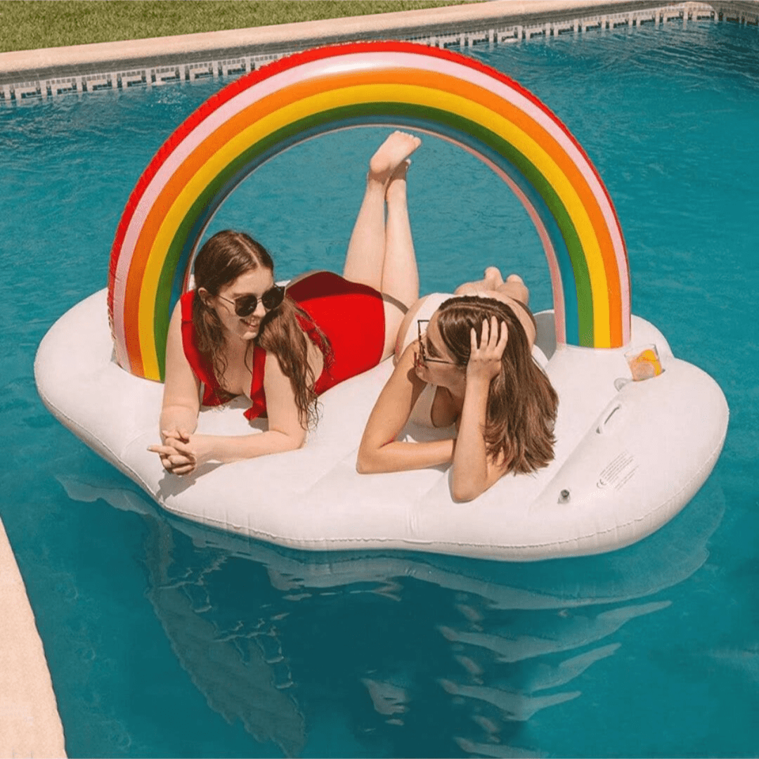 Inflatable Rainbow Cloud Ice Bucket, Drink Cup Holder, Arch, Mushroom Ice Bucket For Pool, Beach, Outdoor Use (Need To Inflate Yourself)