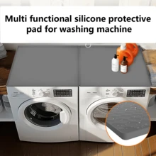 23.6'' X 23.6'' 洗衣机和烘干机顶部罩，硅胶橡胶防滑防水洗衣机顶部防尘罩，洗衣机烘干机顶部保护垫，适用于洗衣房厨房家居 - 灰色 - 查看 6
