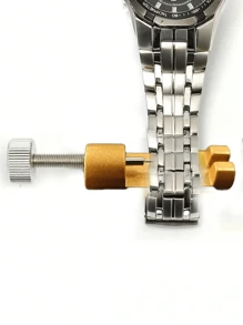 1 pezzo di strumento regolatore in lega di alluminio e metallo per orologio, con catena, smontaggio, sostituzione e riparazione, inclusi 3 aghi di ricambio