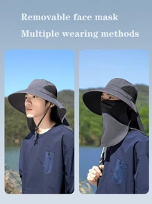 1pc Unisex Sun Protection Outdoor Fishing Cap, Wide Brim Anti-UV Neck Cover For Hiking, Fishing, And Other Outdoor Activities
