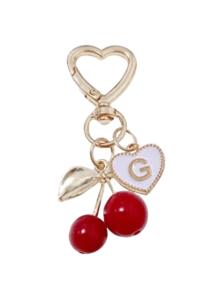 时尚可爱樱桃金色蝴蝶包包挂饰 - 樱桃钥匙时尚背包吊坠装饰，钥匙扣，包包挂饰合金吊坠字母A-Z，耳机挂饰，汽车挂饰，装饰挂饰，樱桃钥匙扣，包包配件，带包夹，闪亮树脂和金属配件，适用于女士钱包和包包，背包配件，母亲节礼物 - 彩色 - 查看 28