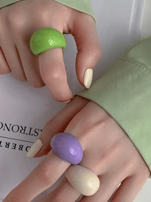 1 pezzo Anello in resina da donna in stile alla moda, versatile, semplice e retrò, di colore gelatinoso, con testa grande e piccola