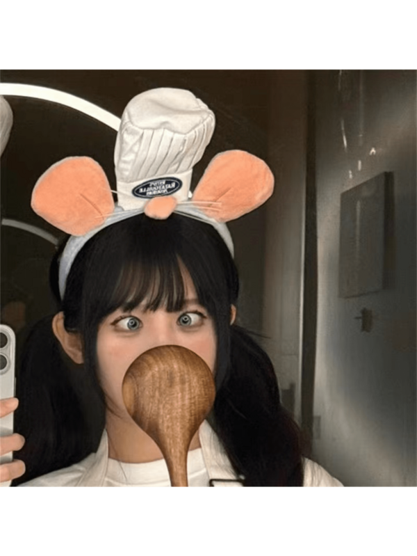 Tiara Ratatouille de 27 cm, Tiara divertida com rato cozinheiro, Presente original e original, Acessórios divertidos para ensaios fotográficos.