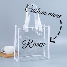 1pc Personalized Clear Handbag, Customizable Name Text, Transparent Tote Bag, Fashion Waterproof Handbag, Party Gift, Bridesmaid Gift - Multicolor - View 8