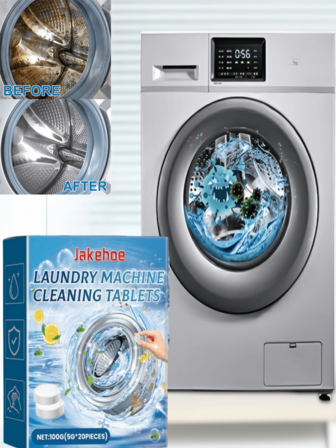 jakehoe 20pcs Washing Machine Effervescent Tablets, Powerful Washing Machine Cleaning Tablets, Effectively Clean Drum And Interior, Help Easily Remove Dirt And Odor, Penetrate All Parts Of Washing Machine, Keep Machine Clean And Hygienic, Non-Chemical Formula, Suitable For All Automatic Washing Machines, Deep Cleaning, Suitable For Home And Office Use