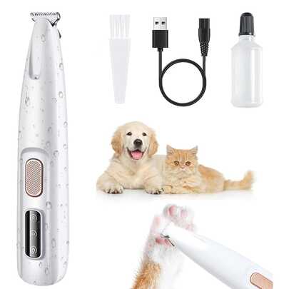 1 Pc ,Dog Paw Trimmer With LED Light, Ultra-Low Noise Dog Trimmer Grooming Kit With Replacement Blades, Waterproof Rechargeable Pet Hair Clippers For Small Dogs Cats Paws, Eyes, Ears, Face, Rump ,Daily Beauty ,Daily Use