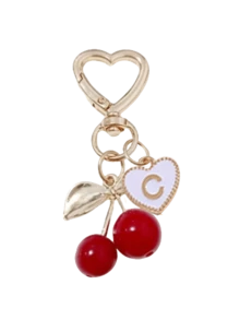 时尚可爱樱桃金色蝴蝶包包挂饰 - 樱桃钥匙时尚背包吊坠装饰，钥匙扣，包包挂饰合金吊坠字母A-Z，耳机挂饰，汽车挂饰，装饰挂饰，樱桃钥匙扣，包包配件，带包夹，闪亮树脂和金属配件，适用于女士钱包和包包，背包配件，母亲节礼物 - 彩色 - 查看 25
