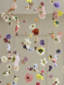 21pcs/Set Suspended Flower DIY Flower Curtain,DIY Wedding Arch,Artificial Flower Door Curtains,Spring Decoration Petals,Simulation Flower Pendant Ornaments Wedding Room Layout Mother's Day Graduation,Banquet, Date, Party,Wedding,Exquisite,Banquet,Flower - 彩色 - 查看 2