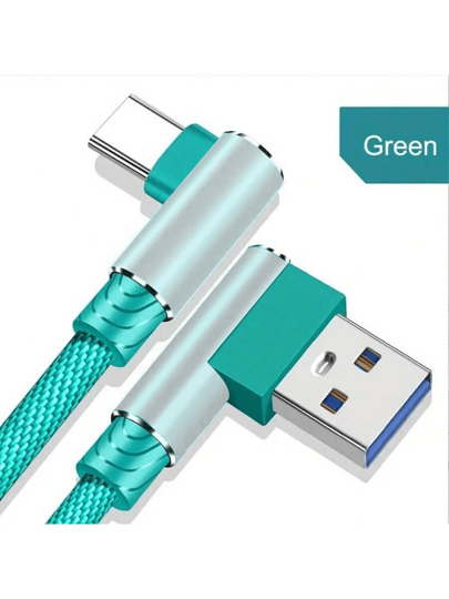 Braided Charging Cable USB Fast Charging Cable 90 Degree Right Angle Suitable For Compatible With IPhone 16/16pro/16pro Max/16plus/15/15pro/15plus/15promax Compatible With Samsung Andorid Mobile Phone Type C Micro USB Cable,Mobile Game 90 Degree Right Angle Data Cable With Double Elbow Chicken Eating Fast Charging Cable Suitable For Compatible With Iphone Type-C