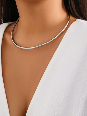 1pc Fashionable Minimalist Metallic Gold Choker Necklace