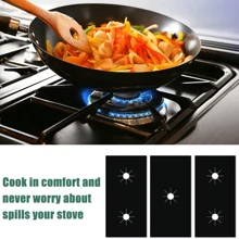 3-Piece Set 5-Hole Gas Stove Protector Mat, Kitchen Cleaning Non-Stick Reusable Stove Scratch Guard Cover