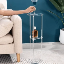 1 Set Transparent Acrylic Drink Table, Round Nested Edge Table, Suitable For Small Spaces, Martini Dining Table, Small Drink Side Table