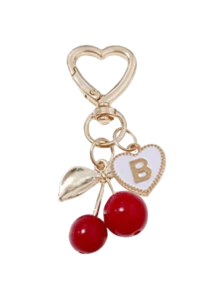 时尚可爱樱桃金色蝴蝶包包挂饰 - 樱桃钥匙时尚背包吊坠装饰，钥匙扣，包包挂饰合金吊坠字母A-Z，耳机挂饰，汽车挂饰，装饰挂饰，樱桃钥匙扣，包包配件，带包夹，闪亮树脂和金属配件，适用于女士钱包和包包，背包配件，母亲节礼物 - 彩色 - 查看 12