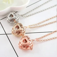 1pc Pet Memorial Necklace, Gold/Silver/Rose Gold Heart-Shaped, Ocean Heart Necklace Containing Pink Glass Ball To Hold Pet's Hair, Ashes, Nail Clippings, Memorial Gift For Cats, Dogs, Small Animals