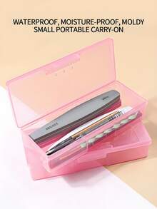 Organizador de herramientas para uñas con lima de uñas, bolígrafo y esponja, organizador de joyas rectangular portátil para herramientas de uñas, caja de plástico transparente para accesorios y decoraciones de uñas, organizador de puntas de uñas, organizador de joyas para herramientas de uñas, caja de arte de uñas, caja de maquillaje de bordado de plástico, caja transparente, organizador de herramientas con rhinestones de esmalte de uñas rosa - Multicolor - Ver 11