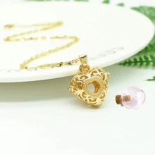 1pc Pet Memorial Necklace, Gold/Silver/Rose Gold Heart-Shaped, Ocean Heart Necklace Containing Pink Glass Ball To Hold Pet's Hair, Ashes, Nail Clippings, Memorial Gift For Cats, Dogs, Small Animals