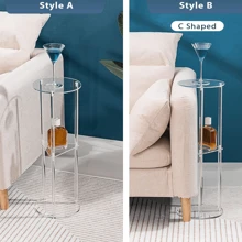1 Set Transparent Acrylic Drink Table, Round Nested Edge Table, Suitable For Small Spaces, Martini Dining Table, Small Drink Side Table