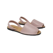 Menorquinas DE Piel Mujer Sandalias. Hecha en España. Sandalias de verano para mujer, zapatos planos informales para mujer . - Rosa - Ver 2