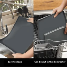 23.6'' X 23.6'' 洗衣机和烘干机顶部罩，硅胶橡胶防滑防水洗衣机顶部防尘罩，洗衣机烘干机顶部保护垫，适用于洗衣房厨房家居 - 灰色 - 查看 8