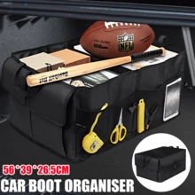 Large Capacity Car Storage Box Car Boot Organiser Foldable Portable Heavy Duty Tidy Car Storage Organiser Collapsible Cargo Container For Car/Truck Trunk - 黑色 - 查看 2