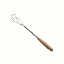 1pc/3pcs/6pcs, Whisk With Solid Wood Handle, Kitchen Mini Stainless Steel Egg Beater, Milk Whipper Wire Whisk For Blending, Whisking, Beating, Or Stirring, 7.9 Inch