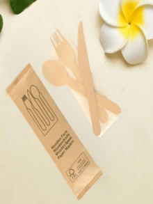 30 Sets Of Disposable Tableware, Individually Packaged, Including 30 Forks, 30 Knives, 30 Spoons, 30 Paper Towels, Made Of Birch, And Practical, Suitable For Parties, Festivals, Travel, Bachelorette Parties, Disposable Tableware Sets, Tableware - Multicolor - View 3
