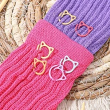 24-100 Stück Mehrfarbige Katzenohr-förmige Maschenmarkierer, offene spiralförmige Metallringe, kleine Katzen-Metallhäkelmarkierer, geeignet für DIY Garn Häkeln Stricken Nähen, Strick-Reihen-Zähler Projektverfolger Zubehör