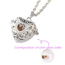 1pc Pet Memorial Necklace, Gold/Silver/Rose Gold Heart-Shaped, Ocean Heart Necklace Containing Pink Glass Ball To Hold Pet's Hair, Ashes, Nail Clippings, Memorial Gift For Cats, Dogs, Small Animals