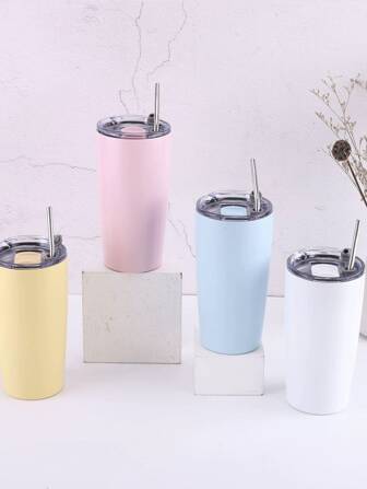 1 pieza Vaso aislado con pajita, vajilla de gran capacidad para cocina y comedor, botella de agua al vacío, taza de café