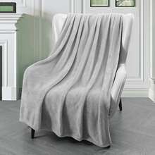 Soft And Comfortable Blanket, Elegant Matching Edging, Perfect For Sofa Or Bedroom Decor, Easy Care, Ideal Gift. This Plush Flannel Blanket Is Suitable For Bed, Sofa, Bench, Travel And Camping. Ultra-Soft And Warm Flannel Fleece Blanket, Soft And Comfortable To The Touch. - Light Grey - View 3