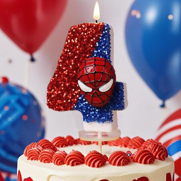 Marvel 1 pezzo Candela per torta di compleanno a tema - Decorazione per torta con scintille blu e rosse, design unico adatto per decorazione di feste, celebrazioni e momenti indimenticabili, decorazione per la casa, regali, candele per compleanno, decorazioni per compleanno, buon compleanno, candele per torte, decorazione per la stanza