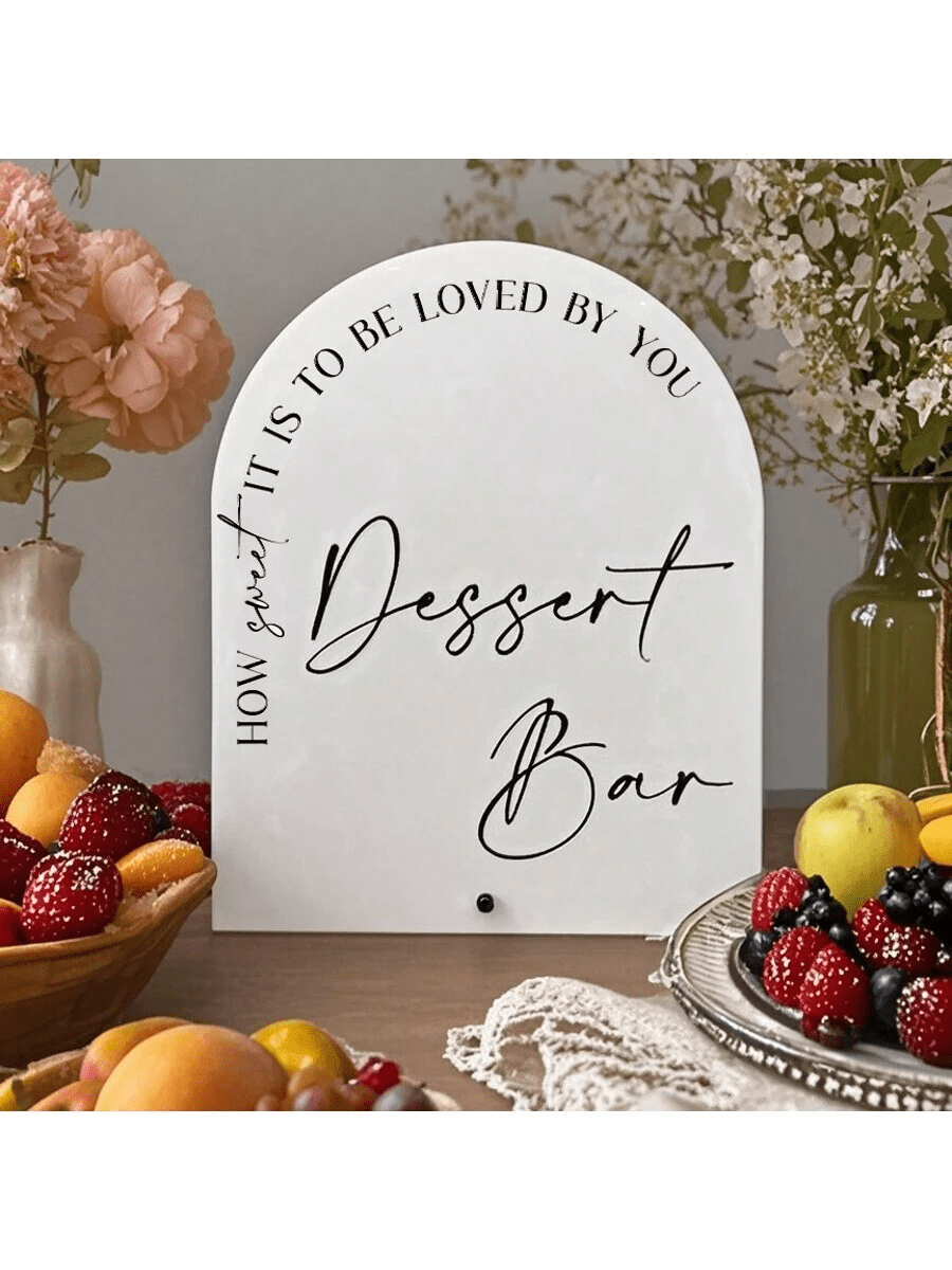 1 pieza Letrero de barra de postres de acrílico, letrero frontal para negocios, señalización "Amado por ti es tan dulce", señalización de postres para bodas y fiestas