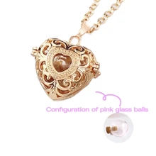 1pc Pet Memorial Necklace, Gold/Silver/Rose Gold Heart-Shaped, Ocean Heart Necklace Containing Pink Glass Ball To Hold Pet's Hair, Ashes, Nail Clippings, Memorial Gift For Cats, Dogs, Small Animals