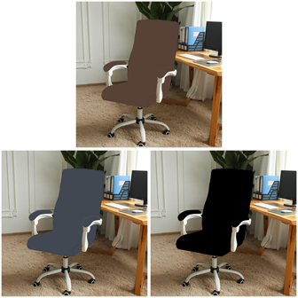 1pc Solid Color Printed Office Computer Chair Cover, Elastic Fit Universal Office Desk Rotating Chair Cover, Washable And Detachable Protective Cover